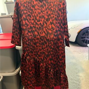 Red and Black Animal Print Ruffled Hem Dress p11